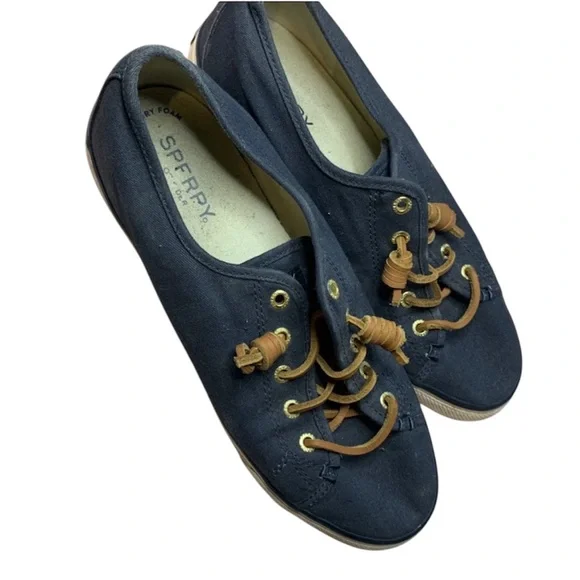 Sperry Navy Blue Sneakers with Tan Laces - Picture 3 of 5